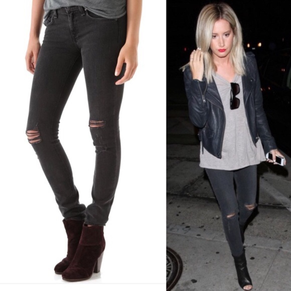 Rag & Bone Skinny Jeans Rock with Holes Black